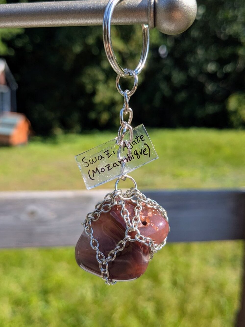Mozambique (Swazi) Agate Chain Cage Keychain